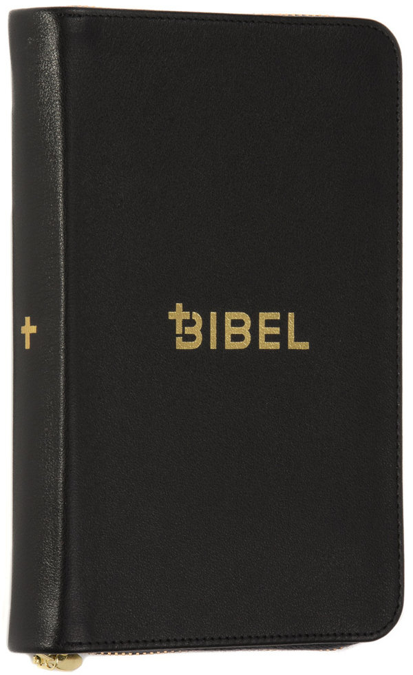 Die Bibel – Schlachter 2000 – Miniausgabe (Leder, flexibel, schwarz, Goldschnitt, Reißverschluss)