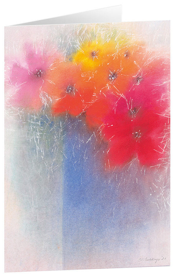 Blumenstrauß - Kunst-Faltkarten ohne Text (5 Stück)    !!! NEU !!!